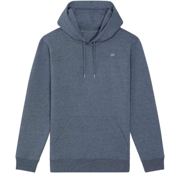 vis wear premium hoodie blau meliert vegan nachhaltig bio-baumwolle
