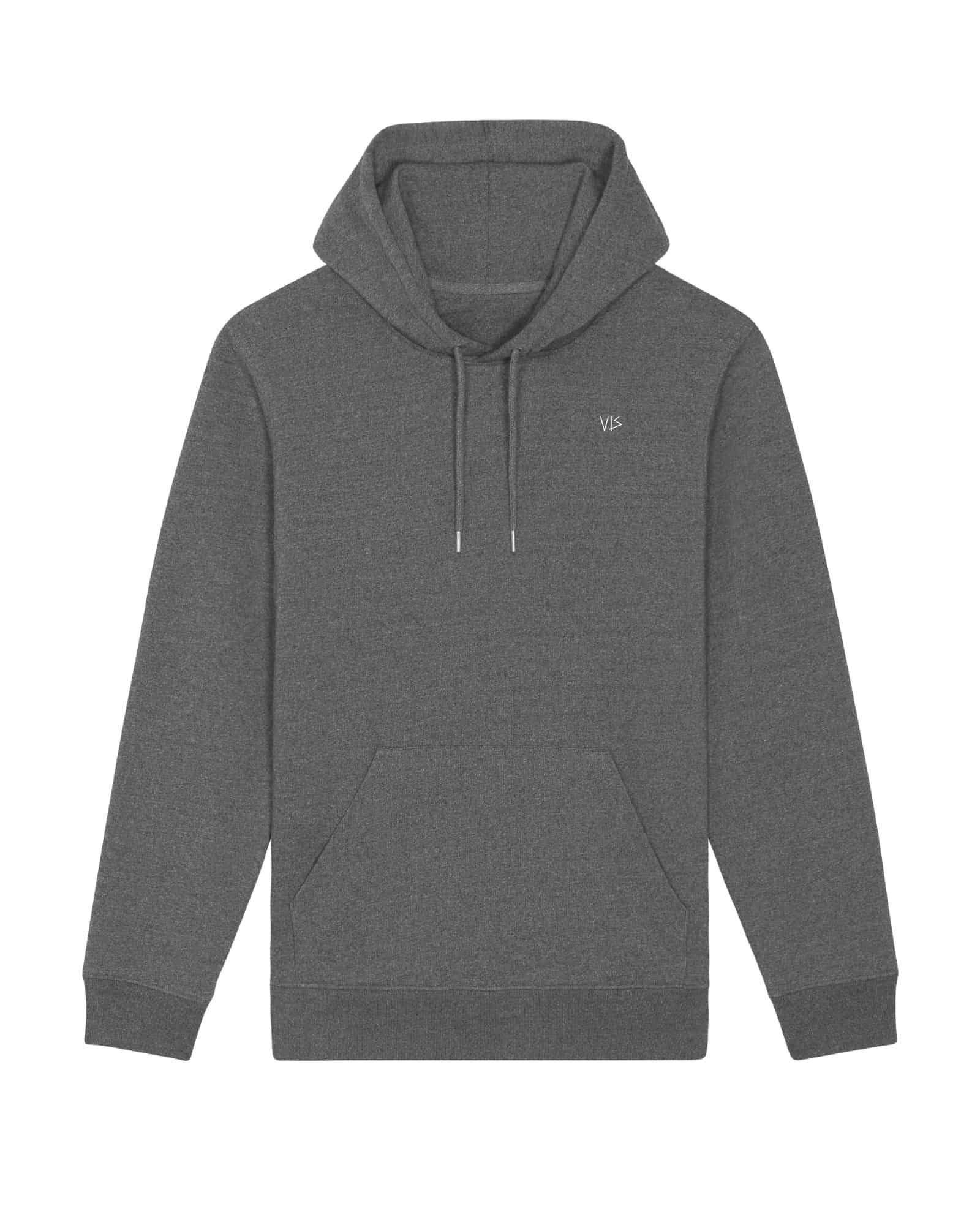 vis wear premium hoodie schwarz meliert vegan nachhaltig bio-baumwolle