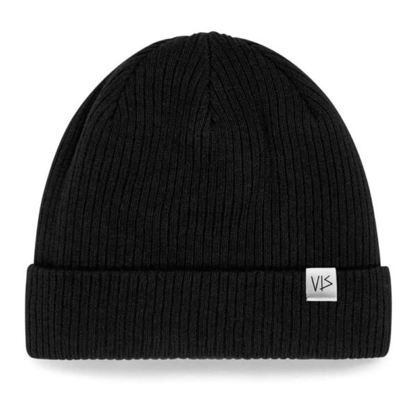 Organic Beanie Mütze vis wear Bio Baumwolle schwarz