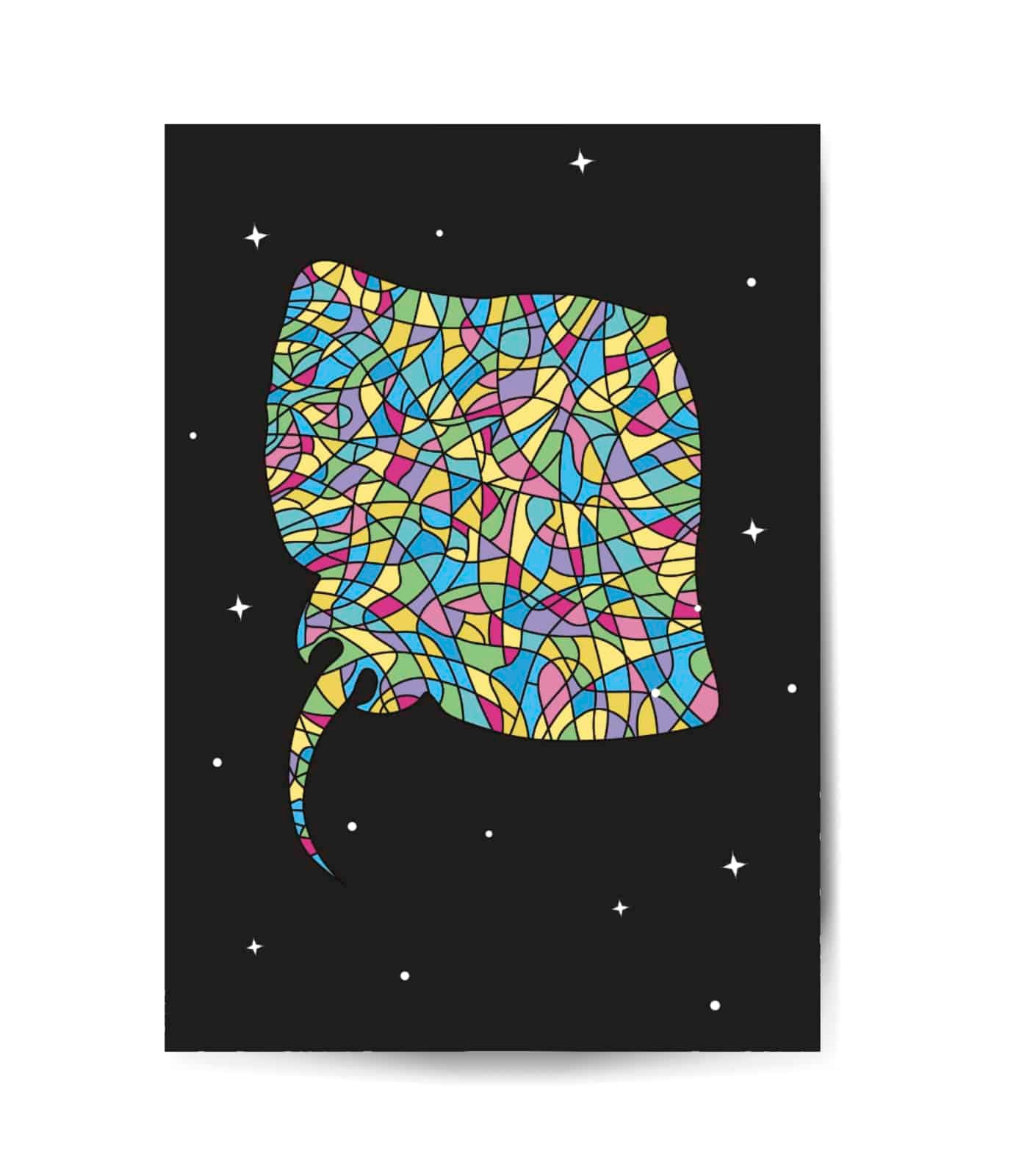 Rochen Poster bunt vis wear mockup