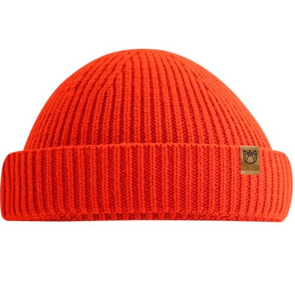 Strick Fisherman Mütze rot